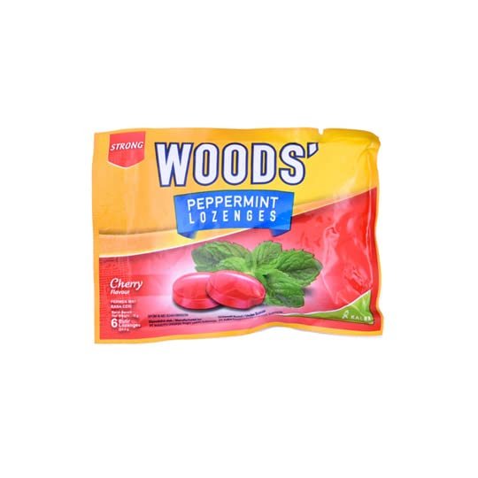 Woods Peppermint Lozenges Strong - Cherry, 4 Sachets (@ 6 Lozenges)