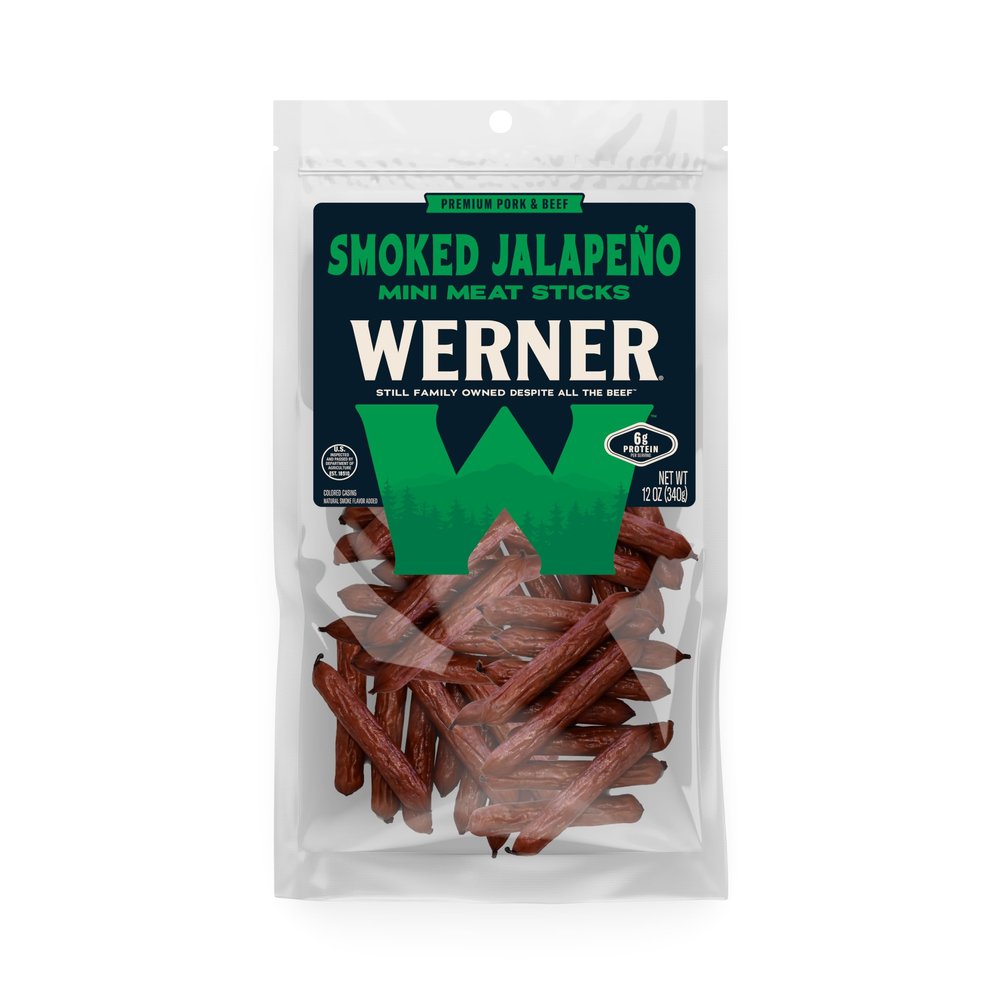Werner Gourmet Meat Snacks, Jalapeno Mini Meat Sticks - 12 Ounce  Made in the USA, Resealable Bag of Spicy Meat Sticks (12 Ounce)