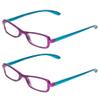 Calabria 837 Womens Metallic Reading Glasses +2.75 Purple (2 Pack) Vibrant Crystal Accents Single Power Readers Spring Hinged Hard Case Included view 1