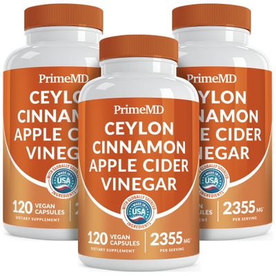 5-in-1 Ceylon Cinnamon Capsules 2355mg - Ceylon Cinnamon and Apple Cider Vinegar Capsules - Turmeric and Panax Ginseng - Cinnamon Supplements with Bioperine (120ct, Pack of 3)