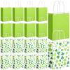 24 Pcs St. Patrick's Day Paper Gift Bags with Handles 5.9 x 8.3 x 3.1 Inch Green Treat Bags and Irish Lucky Shamrock Goodie Bags for St Patrick's Day Party Favor Wedding Birthday view 1