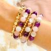 Soul Charms Crystals Healing Crystal Bracelet for Women Feminine, 8mm beads Amethyst, Rose Quartz, Moonstone Bead Bracelet, Purple Pink Stone Jewelry, Gift for Her view 2