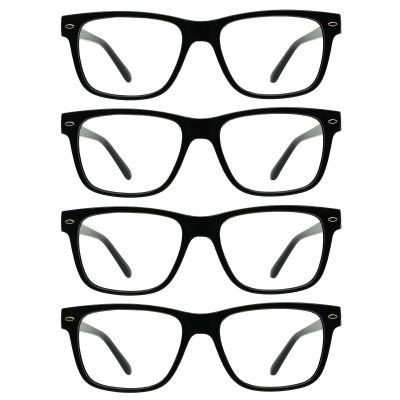 WEMOOTANTS 4 Pack Reading Glasses for Women Men, Large Square Readers 2.5 Black Frame with Spring Hinge, Mens Designer Reader Glasses 1.00 1.25 1.50 1.75 2.00 2.25 2.50 2.75 3.00 3.50 4.00