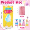Karenhi 100 Pcs Cotton Candy Bags with Ties 10.8 x 5 Inch Carnival Cotton Candy Cones Treat Snacks Cellophane Bags Gift Wrapping Supplies for Circus Carnival Birthday Party Favor view 2
