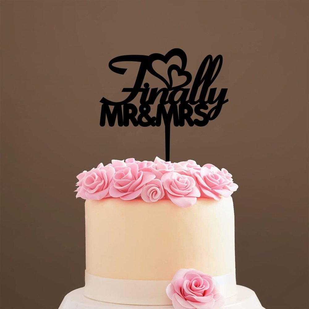 Finally Mr Mrs Wedding Cake Topper, Vow Renewal Cake Topper, Finally Mr Mrs Anniversary Cake Topper, Unique Gift for Wedding Engagement Anniversary, Black