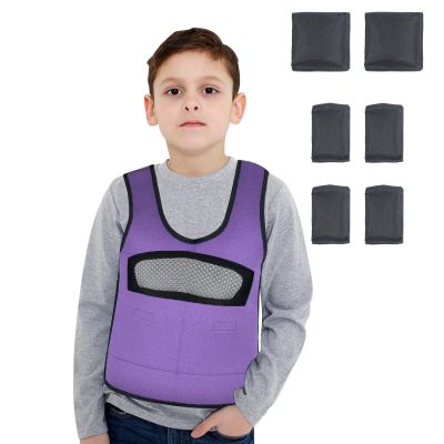 Compression Vest for Kids (Large, Ages 10+) Weighted Vest for Kids Including 6 Removable Weights Purple