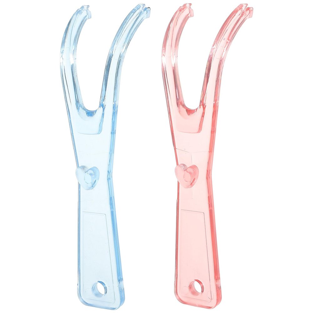 Healifty Dental Floss Holder Reusable Flosser Handle with Built-in Spool Non-Slip Grip Tooth Flossing Tool for Easy and Effective Oral Care Pack of 2