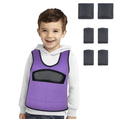 Compression Vest for Kids (Small, Ages 2 to 4) Weighted Vest for Kids Including 6 Removable Weights Purple