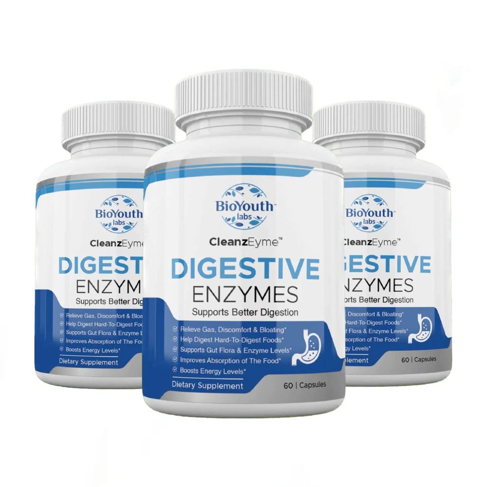 BioYouth Labs Natural Digestive Enzymes & Probiotic Supplement for Adults, 180 Capsules - Nutritious Blend of Digestive Enzymes & Advantage Probiotic for Digestion & Digestive Health.