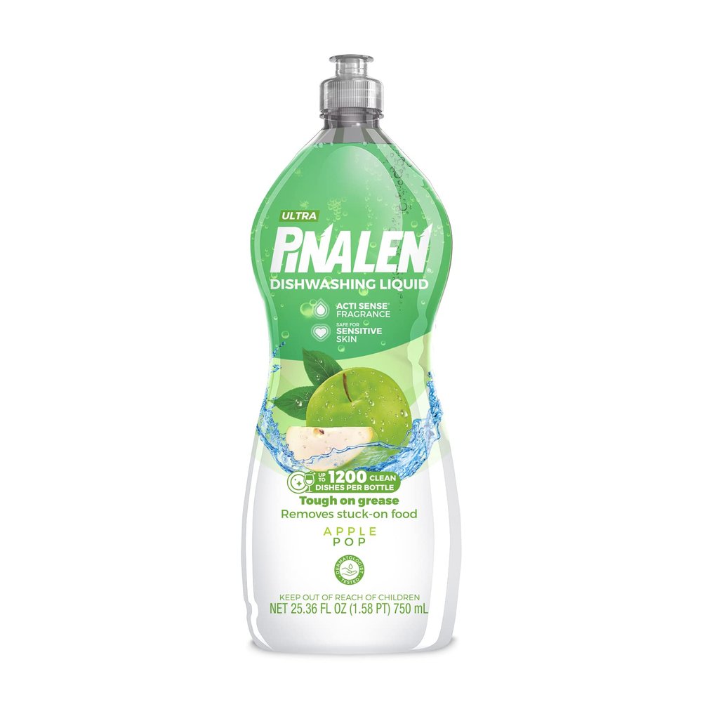 PINALEN Dishwashing Liquid Soap - Apple Pop Scent - 25.3 fl oz - Active Foam Dish Soap - Removes Grease & Stuck-On Food - Safe for Sensitive Skin