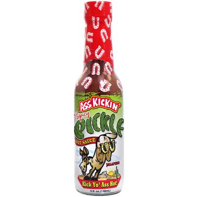 ASS KICKIN' Spicy Pickle Hot Sauce - 5 oz Premium Gourmet Jalapeno for Chicken Wings and BurgersPerfect Stocking Stuffers or Christmas Gifts the fan-Try if you Dare!, 5.0 Fl Oz, ounces