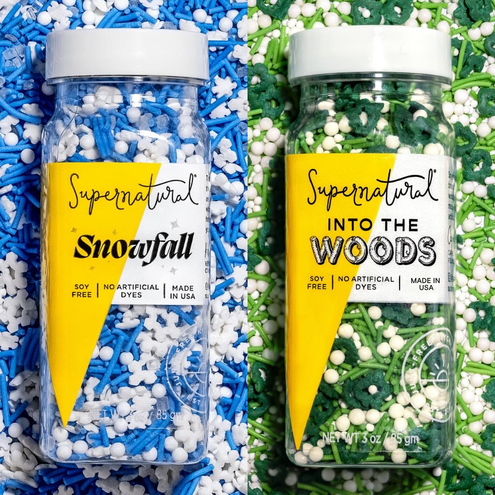 Into the Woods & Snowfall Natural Sprinkle Set by Supernatural, Tree & Snow, No Artificial Dyes, Soy Free, Gluten Free, Vegan, 3oz (Pack of 2)