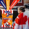 Hawkins Cheezies From Canada Family Pack 3x210g/7.4oz, Canadian Snacks Cheese Curls with Cheddar Cheese Puff Powder, Crunchy Cheese Straws, with BoomQQ Sticker view 3