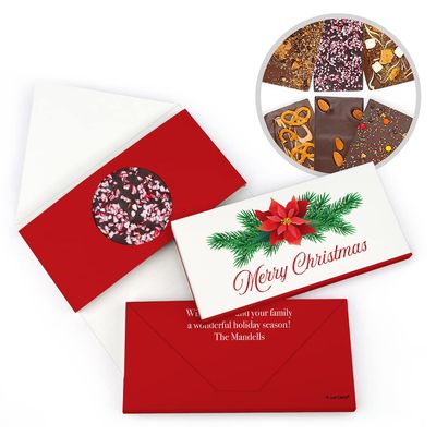 12ct Personalized Candy Christmas Favors Gourmet S'More & More 3.5oz Bars in Custom Gift Box (12 Pack) - Chirstmas Poinsettia