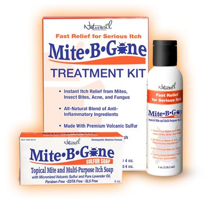 Naturasil Mite-B-Gone Mite Treatment Kit | Fast-Acting 10x Sulfur Lotion & Soap | Fast-Relief for Human Mites, Bug Bites, Itching Redness & Irritation | Safe for Kids and Adults