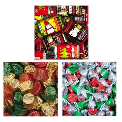 250pcs Santa Christmas Candy Favorites, Candy Buffet Supplies (4lbs, Approx. 250pcs) - Kisses, Miniatures, & peanut butter cups.