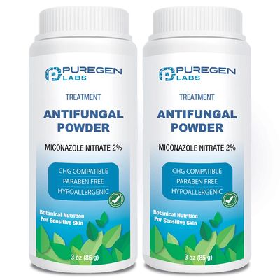 Puregen Labs Antifungal Powder with 2% Miconazole Nitrate for Common Fungal Infections Including Athletes Foot, Jock Itch and Ringworm, Talc Free, 3 oz (85g)