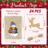 BORAMDO Christmas Burlap Gift Bags with Drawstrings - 24 Pcs, Watercolor 12 Designs Snowman Linen Wrapping Bags, Small Treat Candy Bags for Holiday Party Favors view 2