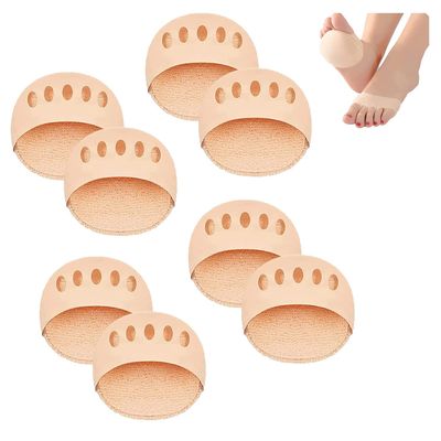 2023 New (4 Pairs) Cushioning Ice Silk High Heel Insoles, Women High Heels Invisible Five Toes Forefoot Metatarsal Socks Pads, Comfort Breathable Non-Slip Ball of Foot Cushion for Women Heels. (B)