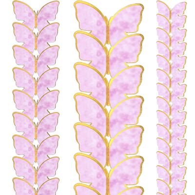 100 Pieces 3D Gold Pink Butterfly Cupcake Toppers - Handmade Cake Decorations for Birthday Party Decor, Mixed Size