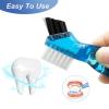 HRASY 4 Pieces Mini Denture Cleaning Brush Set with Multi-Layered Bristles, Portable Denture Double Sided Brush for False Teeth Cleaning, 4 Color view 3