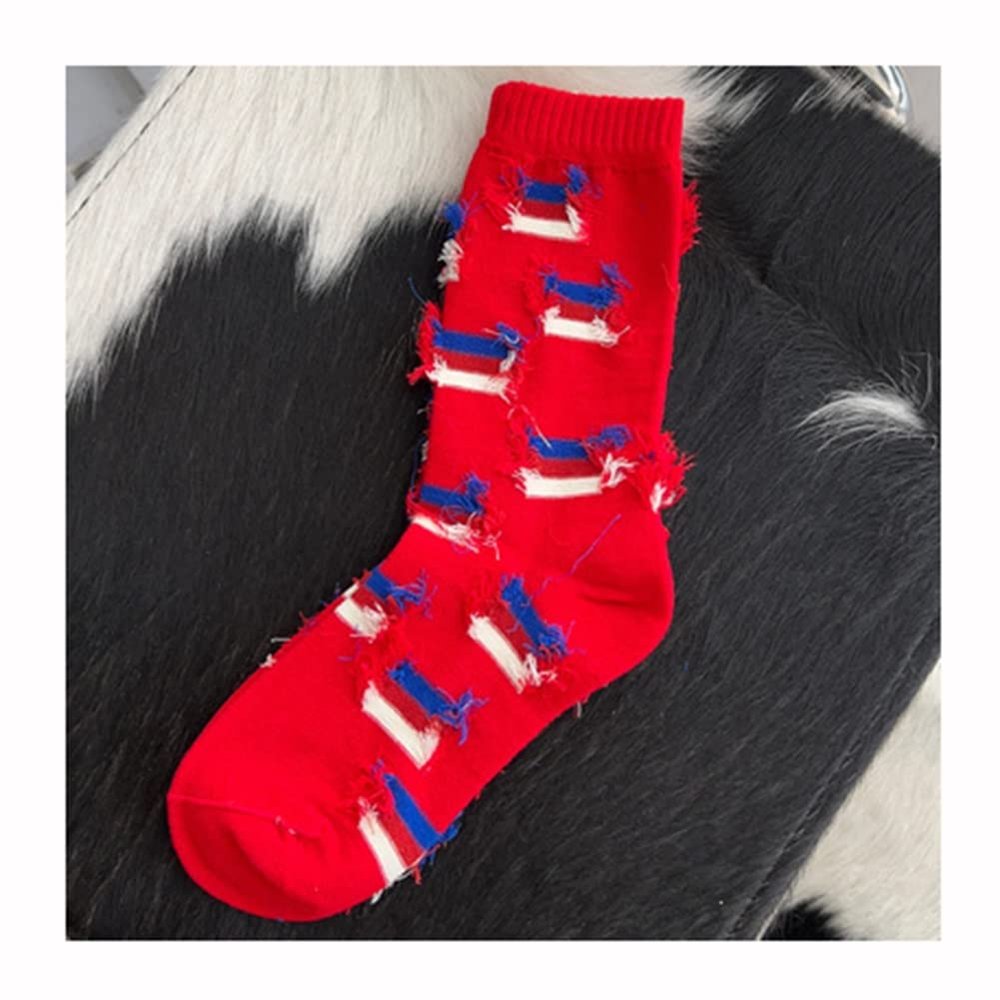 New Year's Red Girls' Socks, Traditional Chinese New Year Zodiac Socks Lucky Socks, Spring Festival Best Gift (Color : Red, Size : 1 pair-E/34-40)