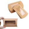 Wzttdm 40pcs Kraft Paper Mini Pillow Packaging Box with Clear Window, Box Treat Gift Packaging Box for Bakery Candy Chocolate Jewelry Display Wedding Party Favor (Brown, 5 x 3 x 0.8 inches) view 1