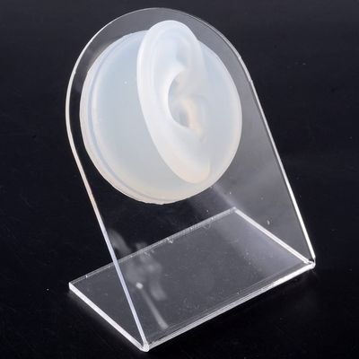 GatherTOOL 1PC Soft Silicone Flexible Nose Model Displays Human Ear Mouth Eye Tongue Model Simulation for Jewelry Display Teaching Tool (Color : 1PC Clear Right Ear)