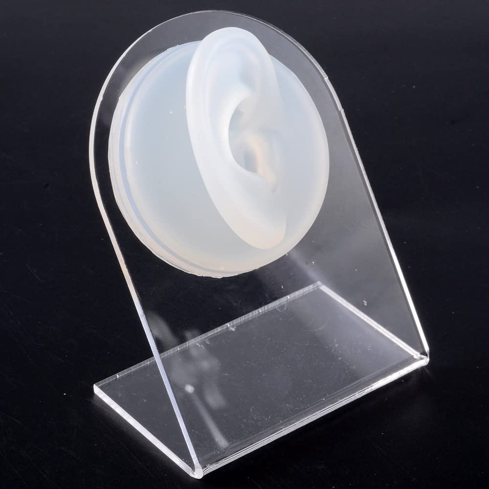 GatherTOOL 1PC Soft Silicone Flexible Nose Model Displays Human Ear Mouth Eye Tongue Model Simulation for Jewelry Display Teaching Tool (Color : 1PC Clear Right Ear)