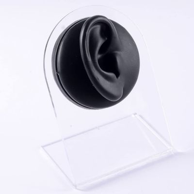 GatherTOOL 1PC Soft Silicone Flexible Nose Model Displays Human Ear Mouth Eye Tongue Model Simulation for Jewelry Display Teaching Tool (Color : 1PC Black Right Ear)