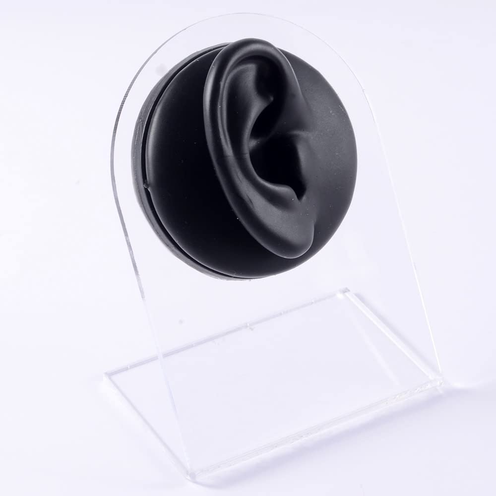 GatherTOOL 1PC Soft Silicone Flexible Nose Model Displays Human Ear Mouth Eye Tongue Model Simulation for Jewelry Display Teaching Tool (Color : 1PC Black Right Ear)