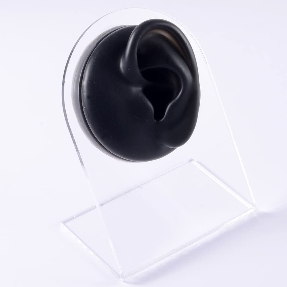 GatherTOOL 1PC Soft Silicone Flexible Nose Model Displays Human Ear Mouth Eye Tongue Model Simulation for Jewelry Display Teaching Tool (Color : 1PC Black Left Ear)