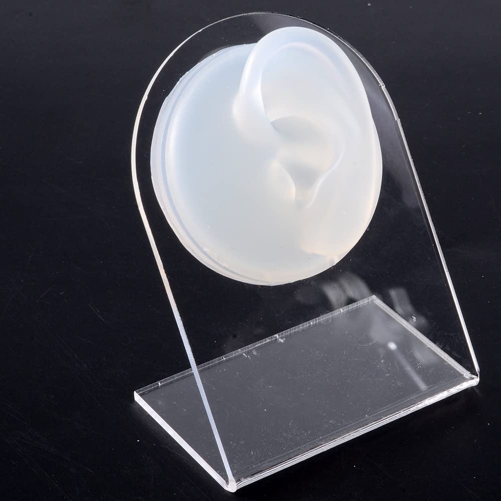 GatherTOOL 1PC Soft Silicone Flexible Nose Model Displays Human Ear Mouth Eye Tongue Model Simulation for Jewelry Display Teaching Tool (Color : 1PC Clear Left Ear)