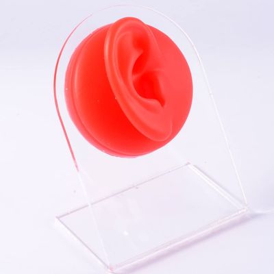 GatherTOOL 1PC Soft Silicone Flexible Nose Model Displays Human Ear Mouth Eye Tongue Model Simulation for Jewelry Display Teaching Tool (Color : 1PC Red Right Ear)