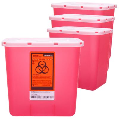 Bulk Professional Sharps Container 2 Gallon | Large Puncture Resistant Biohazard Medical Waste Disposal Box for Safe Needle and Syringe Collection | Approved for Home and Professional use (4)