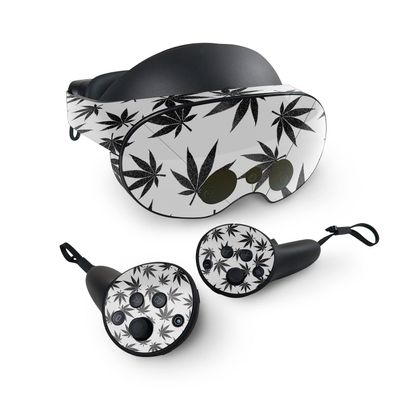 MightySkins Glossy Glitter Skin Compatible with Meta Quest Pro - Pot Leaves Black | Protective, Durable High-Gloss Glitter Finish | Easy to Apply, Remove, and Change Styles | Made in The USA