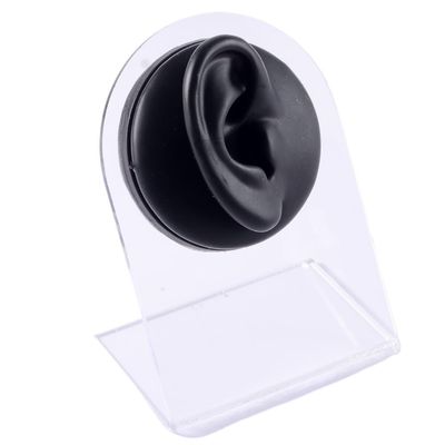 1Pc Black 1:1 Silicone Ear Tongue Lip Navel Nose Model for Jewelry Display Teaching Tool Acupuncture Human Part Body (Color : Black Right Ear)
