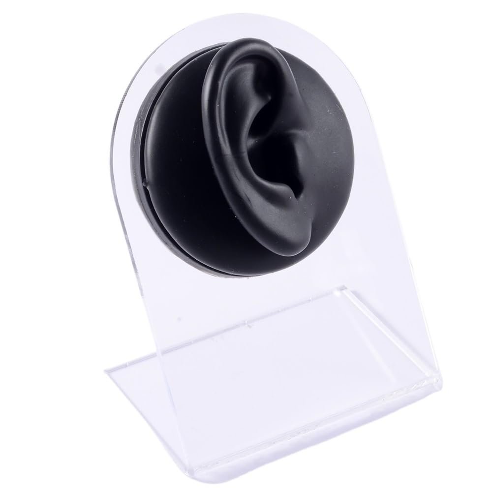 1Pc Black 1:1 Silicone Ear Tongue Lip Navel Nose Model for Jewelry Display Teaching Tool Acupuncture Human Part Body (Color : Black Right Ear)