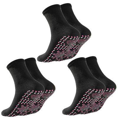 WenFeng 3 Pair Tourmaline Thermal Circulation Acupressure Self-Heating Shaping Socks,AFIZ Tourmaline Health Sock,Foot Massage Thermotherapeutic Sock(Black)