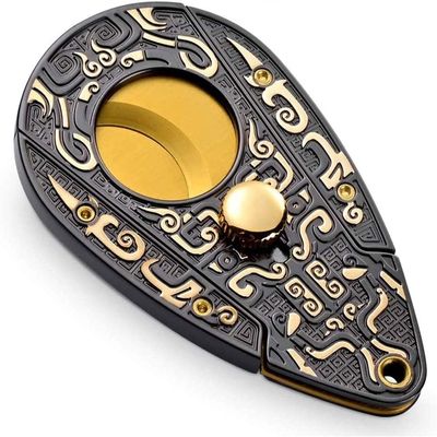 DULASP Cigar Scissors Sharp Portable Opening and Closing Cigar Scissors Bronze Engraved Stainless Steel Box