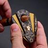DULASP Cigar Scissors Sharp Portable Opening and Closing Cigar Scissors Bronze Engraved Stainless Steel Box view 3