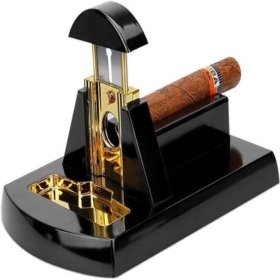 DULASP Desktop Cigar, Luxury Metal Stainless Steel Thicker Guillotine Smooth Exquisite Desktop Cigar Scissors with Gift Box, Black