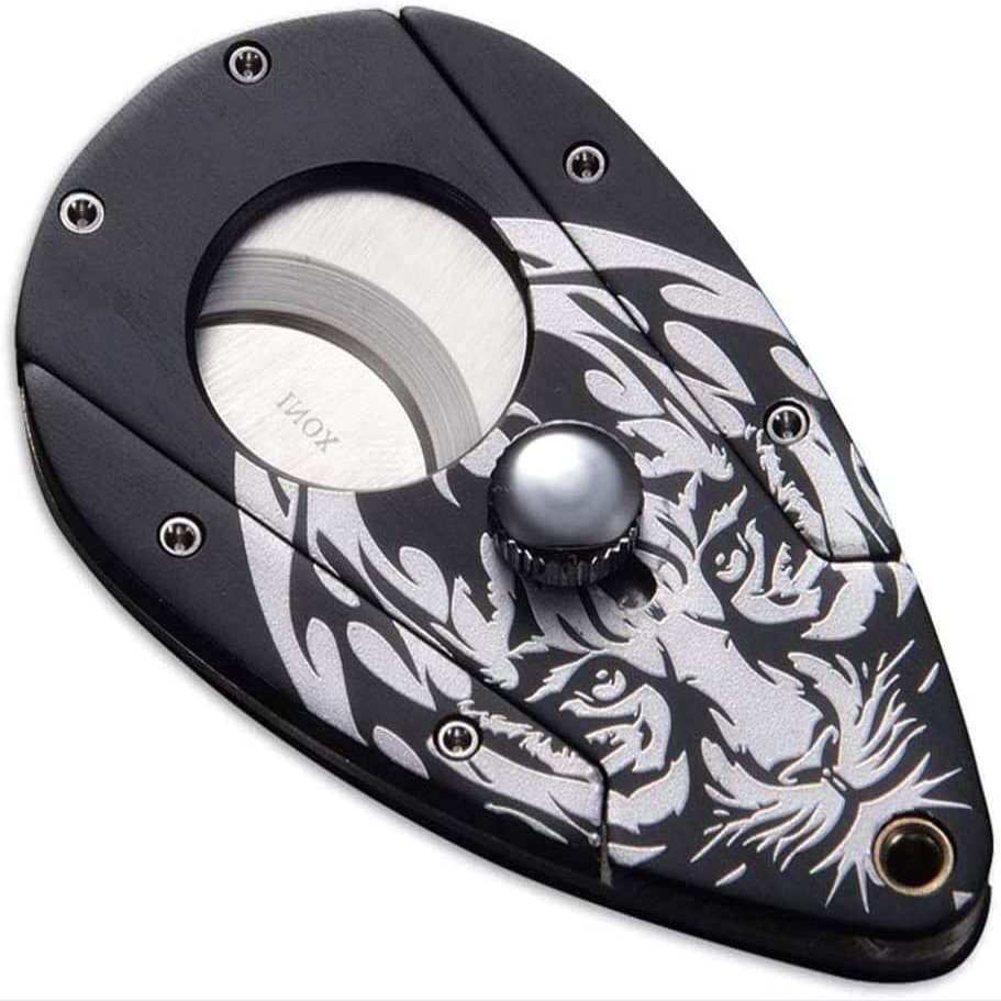 DULASP Cigar Cutter Stainless Steel Guillotine Double Cut Round Head Scissors Sharp Blades Pocket Size Classic Comfortable, Groomsmen Gifts
