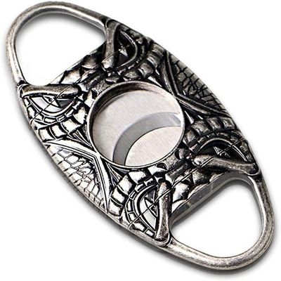 DULASP Cigar Stainless Steel Double Blade Guillotine Scissors, Pocket Size Smoke Knife Exquisite Engraving Patt