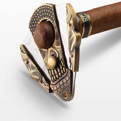 DULASP Cigar Cutter Stainless Steel Sharp Cigar Scissors with Knife Set, Precise Perfect Cut for Cigar The Best Gifts for Men (Color : Gold)