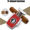 DULASP Cigar Portable V- Shaped Cigar Cigar Scissors Stainless Steel Carbon Fiber V- Shaped Blade (Color : Red) view 2