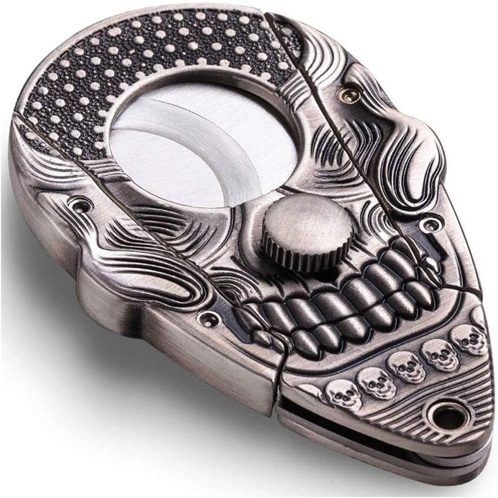 DULASP Cigar Cutter Stainless Steel Sharp Cigar Scissors with Knife Set, Precise Perfect Cut for Cigar The Best Gifts for Men (Color : Silver)