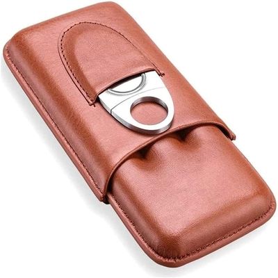 DULASP Humidor Cigar Box Men's Cigar Box Gift Set Can Hold 3 Cigars and Stainless Steel Scissors Portable Cedar Wood Lining Humidor