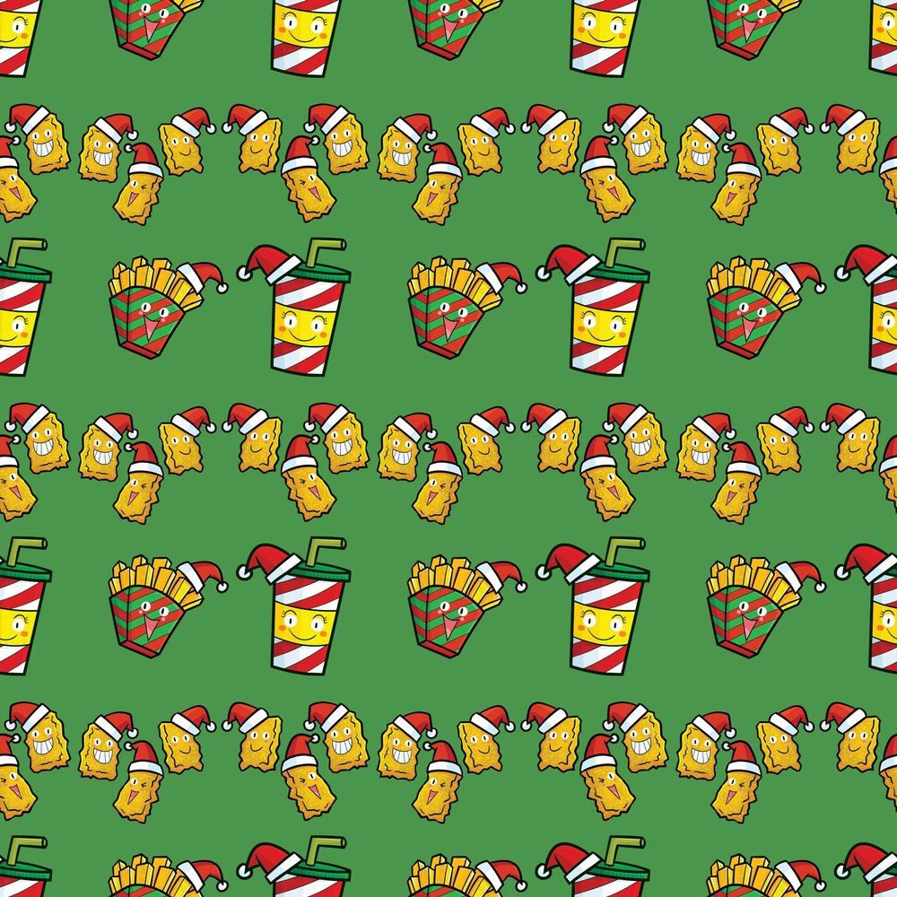 Funny Weird Fast Food Chicken Nugget Gift Wrap Thick Wrapping Paper Christmas Holiday Party Decor (12 foot x 30 inch roll)