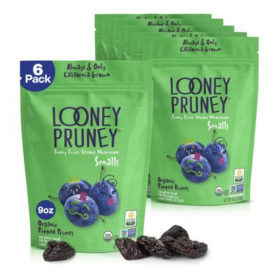 Looney Pruney Smalls Fruit Snacks | Naturally Sweet Bite-Sized Prunes | Organic Fruit Snack Packs For Kids & Adults | Vegan Food With No Added Sugar & Preservatives | Kosher | 9 oz. (Pack of 6)